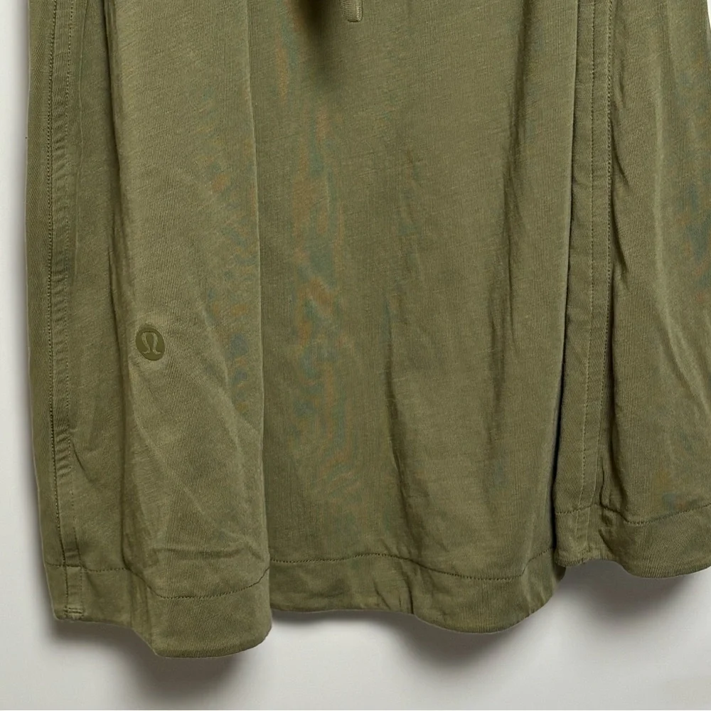 Lululemon Olive Green Cotton Wrap-Front T-Shirt Dress (8)